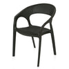 Nilkamal Club Chairs and Glass Top Coffee Table Plastic Outdoor Set (Charcoal Grey & Weather Brown)