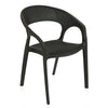 Nilkamal Club Chairs and Glass Top Coffee Table Plastic Outdoor Set (Charcoal Grey & Weather Brown)