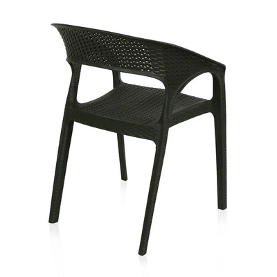 Nilkamal Club Chairs and Glass Top Coffee Table Plastic Outdoor Set (Charcoal Grey & Weather Brown)