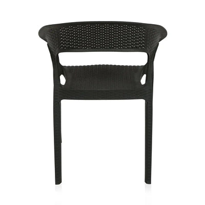 Nilkamal Club Chairs and Glass Top Coffee Table Plastic Outdoor Set (Charcoal Grey & Weather Brown)