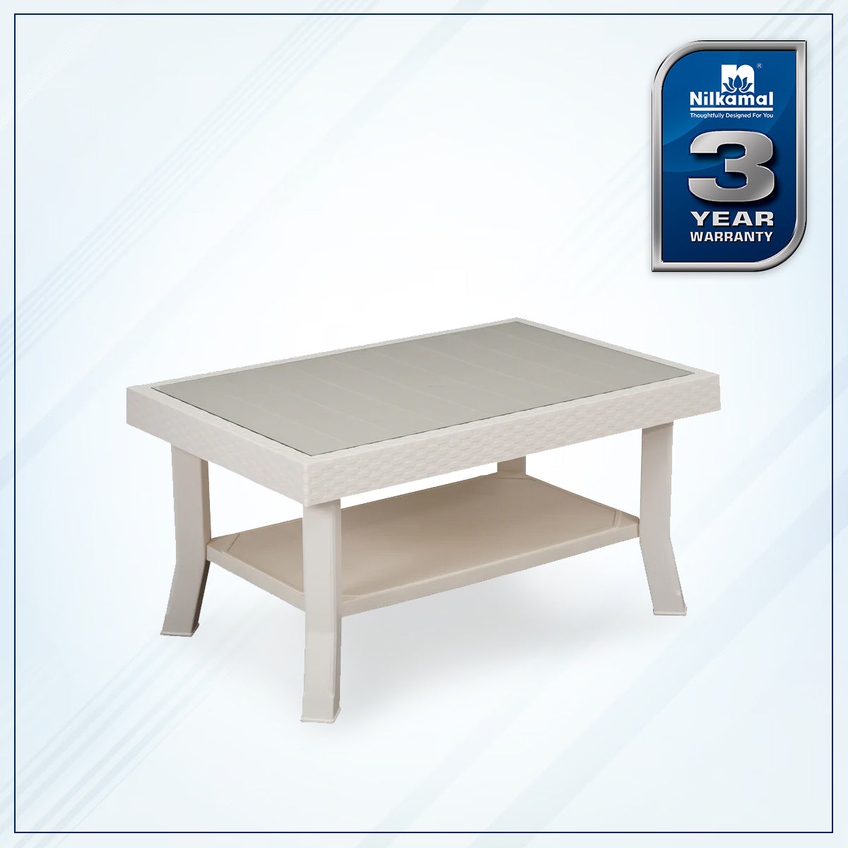 Nilkamal Center Table 1 Cane & Glass