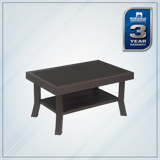 Nilkamal Center Table 1 Cane & Glass (Weather Brown)