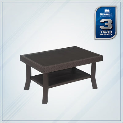 Nilkamal Center Table 1 Cane & Glass (Weather Brown)