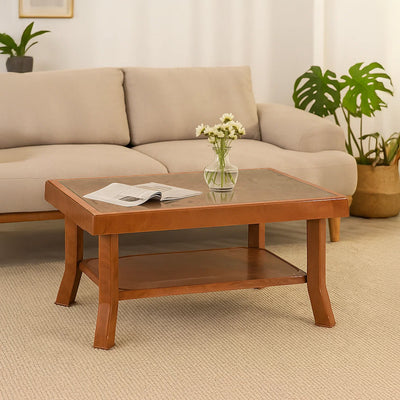 Nilkamal Center Table 2 Carv & Glass (Pear Wood)