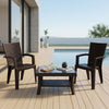 Nilkamal CHR2225 Chairs and Glass Top Coffee Table Plastic Outdoor Set (Weather Brown)