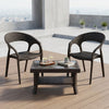 Nilkamal Club Chairs and Glass Top Coffee Table Plastic Outdoor Set (Charcoal Grey & Weather Brown)