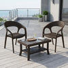 Nilkamal Club Chairs and Glass Top Coffee Table Plastic Outdoor Set (Season Rust Brown & Weather Brown)