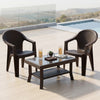 Nilkamal Exotica Chairs and Glass Top Coffee Table Plastic Outdoor Set (Season Rust Brown & Weather Brown)