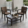 Nilkamal Luxe Chairs and Glass Top Coffee Table Plastic Outdoor Set (Season Rust Brown & Weather Brown)