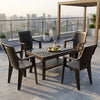 Nilkamal Mystique Chairs and Glass Top Coffee Table Plastic Outdoor Set (4 Seater, Season Rust Brown & Weather Brown)