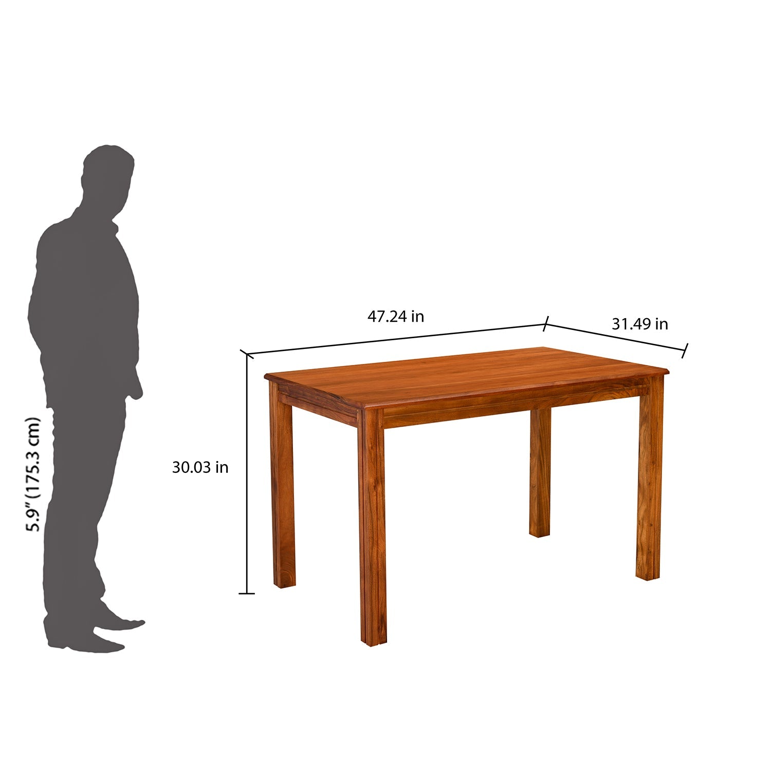 Nilkamal Cera 4 Seater Solid Wood Dining Table (Honey Brown)