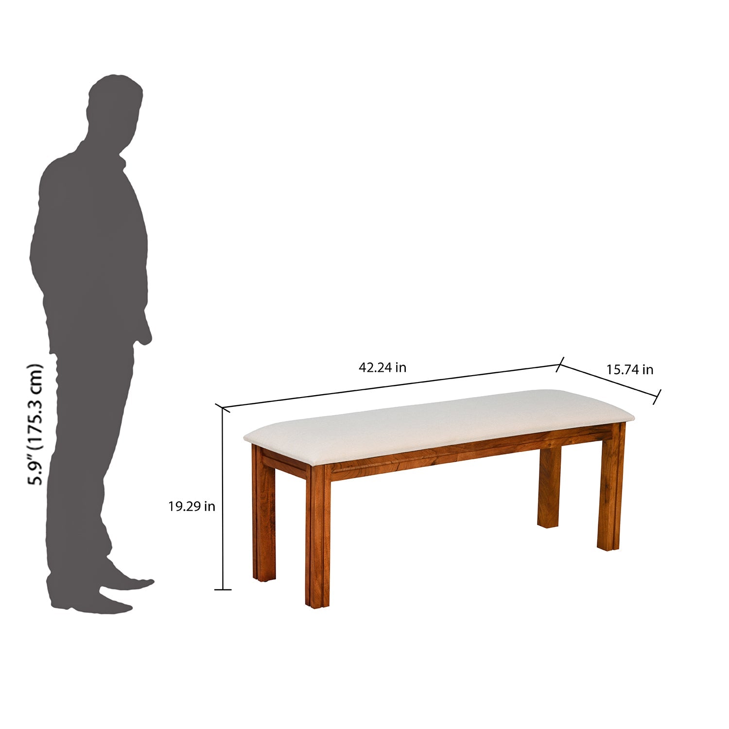 Nilkamal Cera Multi Use Long Sitting Bench for Living Room | Dining Room (Honey Brown)