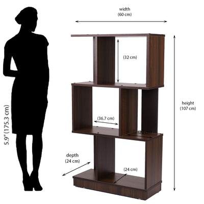 Nilkamal Checkers 3 Tier Book Shelf (Walnut)