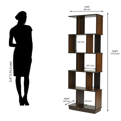 Nilkamal Checkers 5 Tier Book Shelf (Walnut)