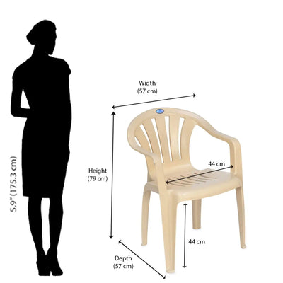 Nilkamal CHR2005 Plastic Arm Chair (Marble Beige) - Size In Centimeter