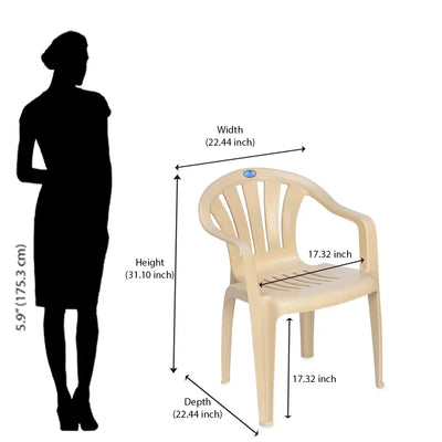 Nilkamal CHR2005 Plastic Arm Chair (Marble Beige) - Size In Inches