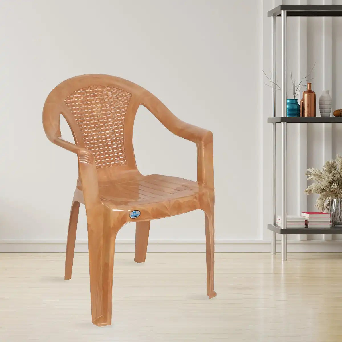 Nilkamal CHR2061 Plastic Arm Chair (Pear Wood) – Main View