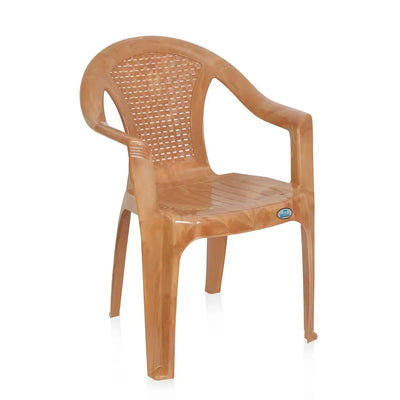 Nilkamal CHR2061 Plastic Arm Chair (Pear Wood) – Slide Side View 2