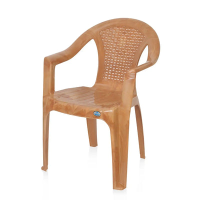 Nilkamal CHR2061 Plastic Arm Chair (Pear Wood) – Slide Side View 1