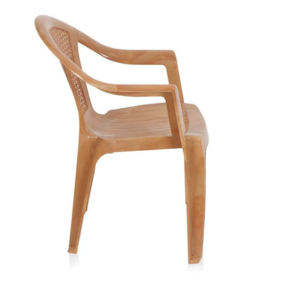 Nilkamal CHR2061 Plastic Arm Chair (Pear Wood) – Side Angle