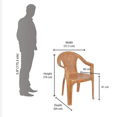 Nilkamal CHR2061 Plastic Arm Chair (Pear Wood) – Size In Centimeter
