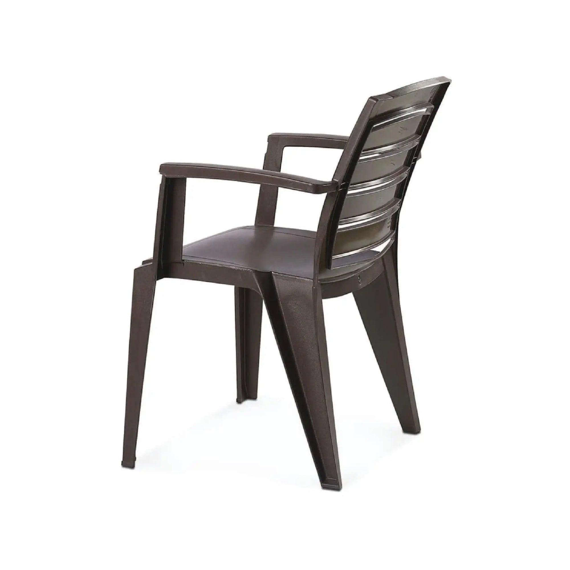 Nilkamal CHR2135 Plastic Arm Chair (Weather Brown) – Slight Back View