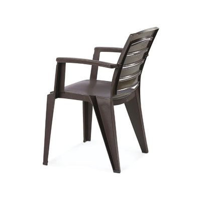 Nilkamal CHR2135 Plastic Arm Chair (Weather Brown) – Slight Back View