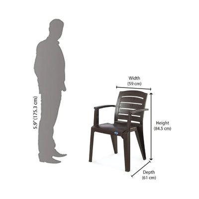 Nilkamal CHR2135 Plastic Arm Chair (Weather Brown) – Size In Centimeter