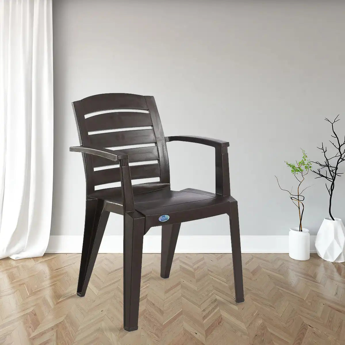 Nilkamal CHR2135 Plastic Arm Chair (Weather Brown)