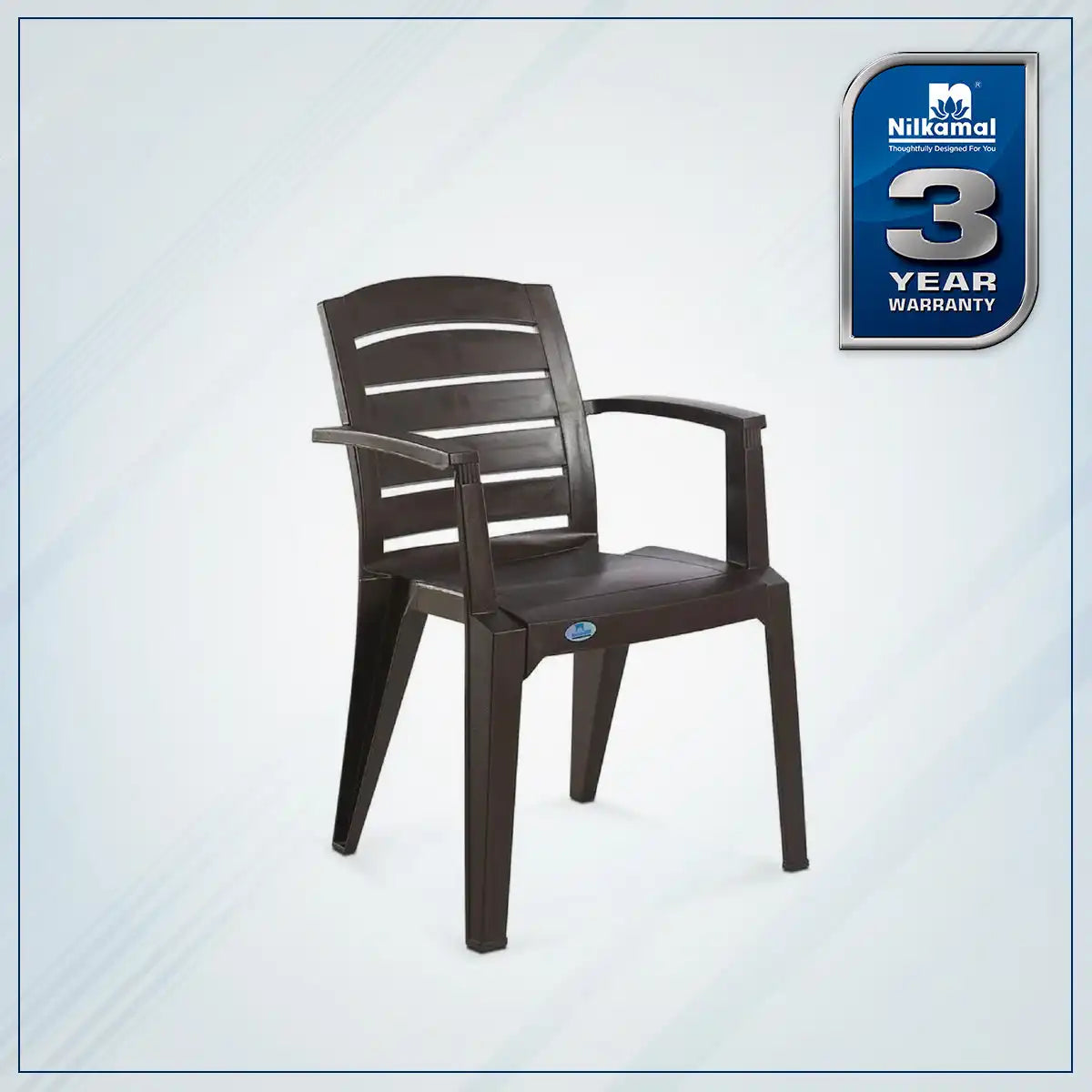 Nilkamal CHR2135 Plastic Arm Chair (Weather Brown) – Slight Side View