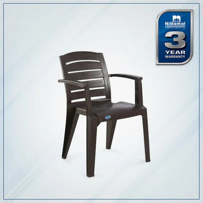 Nilkamal CHR2135 Plastic Arm Chair (Weather Brown) – Slight Side View