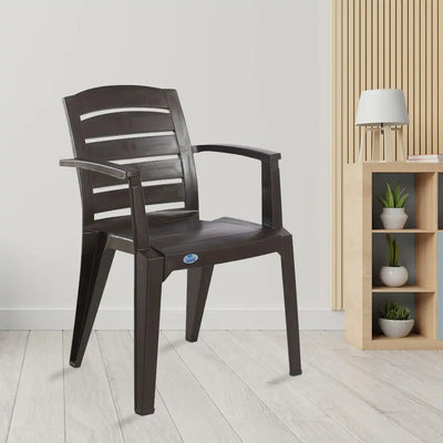 Nilkamal CHR2135 Plastic Arm Chair (Weather Brown) – Slight Side View 2