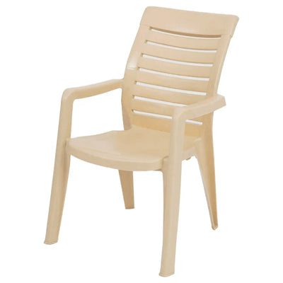 Nilkamal CHR2180 Plastic Arm Chair Marble Beige - Slight Side View-3