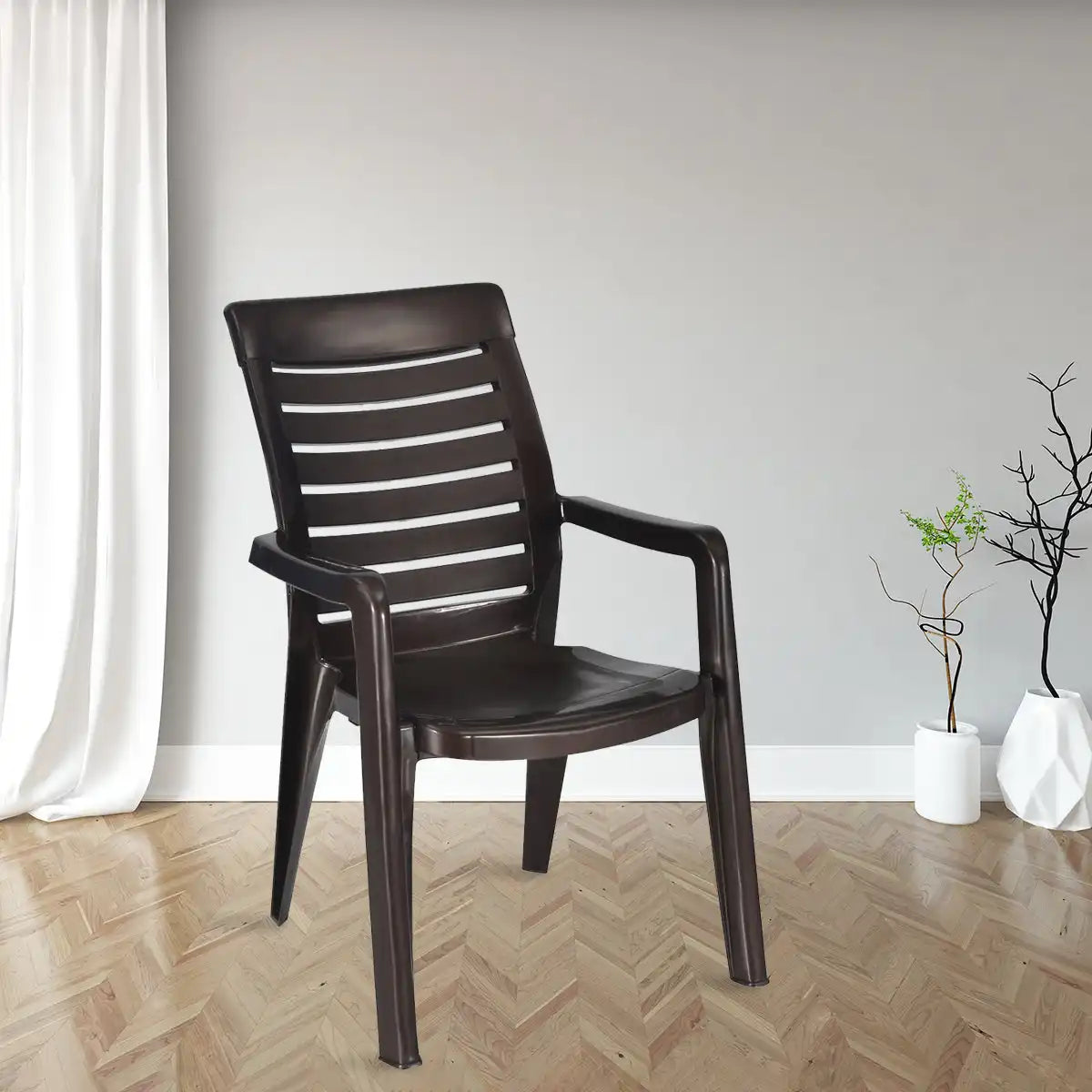 Nilkamal CHR2180 Plastic Arm Chair Weather Brown - Main View