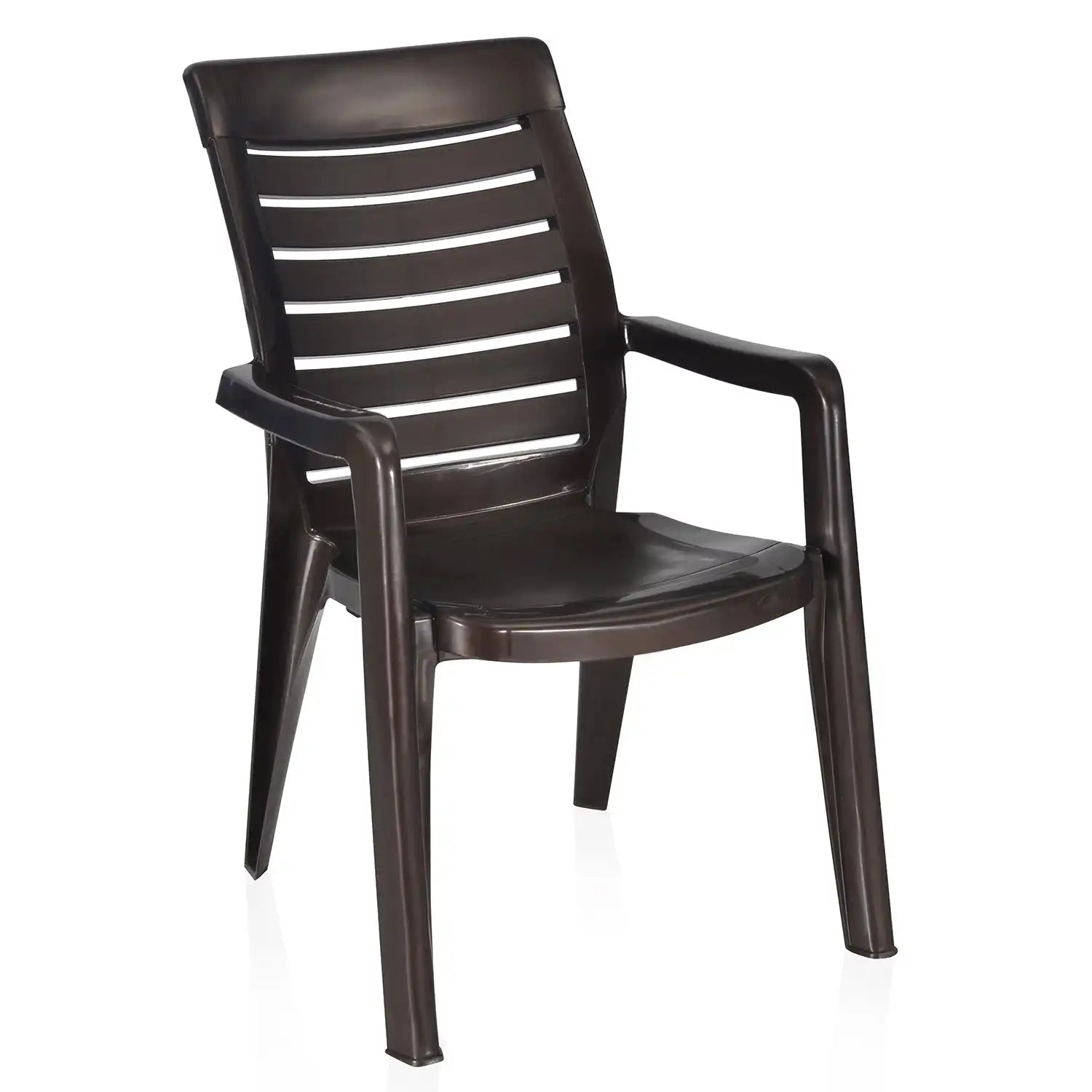 Nilkamal CHR2180 Plastic Arm Chair Weather Brown - Slight Side View-1