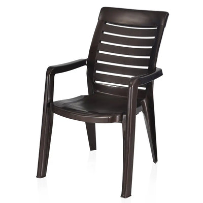 Nilkamal CHR2180 Plastic Arm Chair Weather Brown - Slight Side View-2