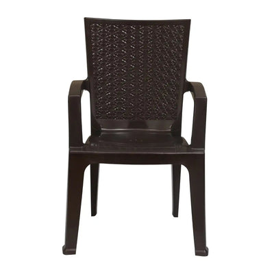 Nilkamal CHR2225 Chairs and Glass Top Coffee Table Plastic Outdoor Set (Weather Brown)