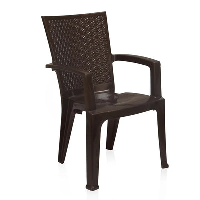 Nilkamal CHR2225 Chairs and Glass Top Coffee Table Plastic Outdoor Set (Weather Brown)