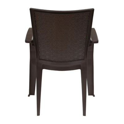 Nilkamal CHR2225 Chairs and Mystique Glass Top Coffee Table Plastic Outdoor Set (Weather Brown & Season Rust Brown)