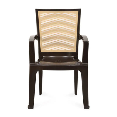 Nilkamal CHR2226 Plastic Arm Chair (Season Rust Brown & Biscuit) - Front View