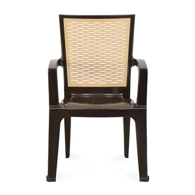 Nilkamal CHR2226 Chairs and Mystique Glass Top Coffee Table Plastic Outdoor Set (Season Rust Brown & Biscuit)