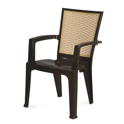 Nilkamal CHR2226 Plastic Arm Chair (Season Rust Brown & Biscuit) - Slight Side View 3