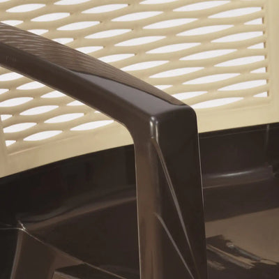 Nilkamal CHR2226 Plastic Arm Chair (Season Rust Brown & Biscuit) - Close Up View