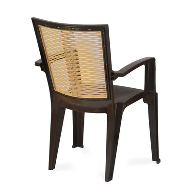 Nilkamal CHR2226 Plastic Arm Chair (Season Rust Brown & Biscuit) - Slight Back View