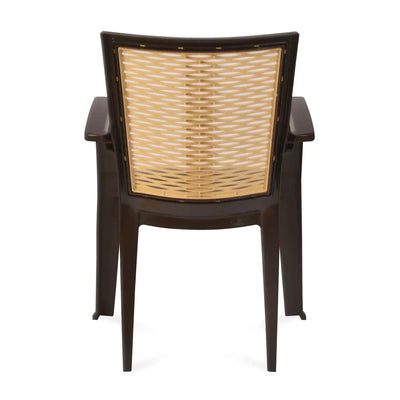 Nilkamal CHR2226 Chairs and Glass Top Coffee Table Plastic Outdoor Set (Season Rust Brown/Biscuit & Weather Brown)