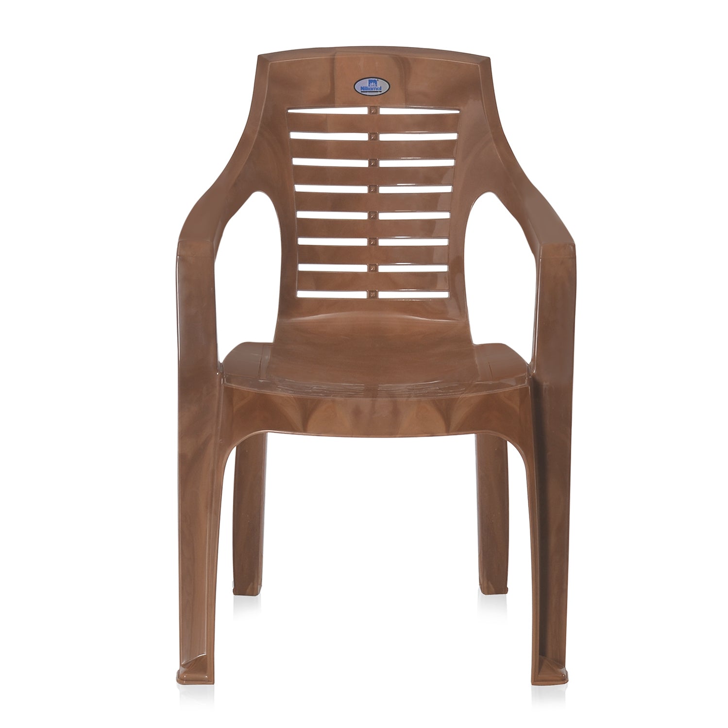 Nilkamal CHR6020 Plastic Arm Chair (Pear Wood) - Front View