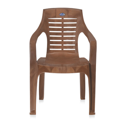 Nilkamal CHR6020 Plastic Arm Chair (Pear Wood) - Front View