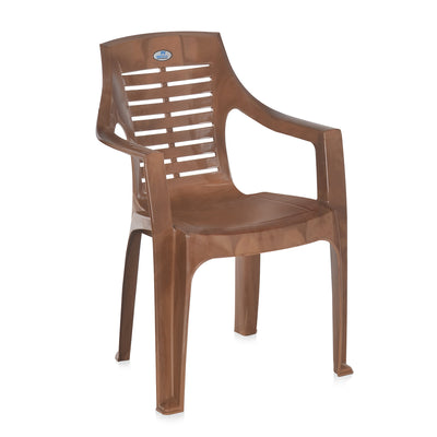Nilkamal CHR6020 Plastic Arm Chair (Pear Wood) - Slight Side View