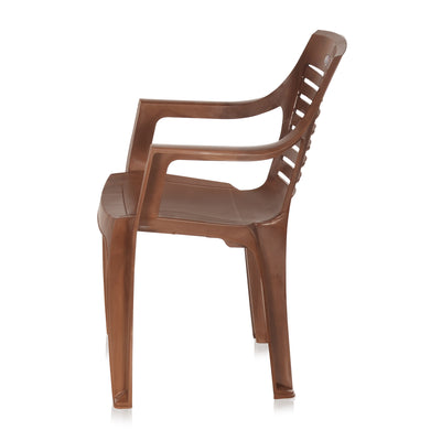 Nilkamal CHR6020 Plastic Arm Chair (Pear Wood) - Side View