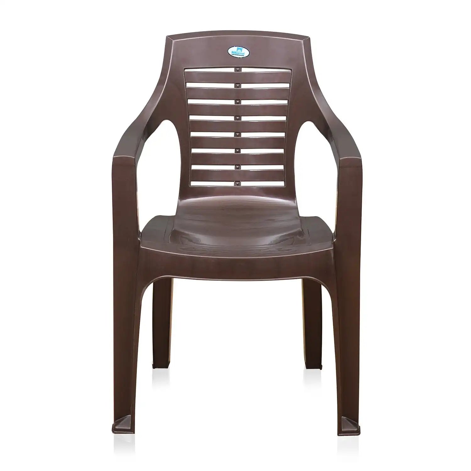 Nilkamal CHR6020 Plastic Arm Chair (Weather Brown) - Front View